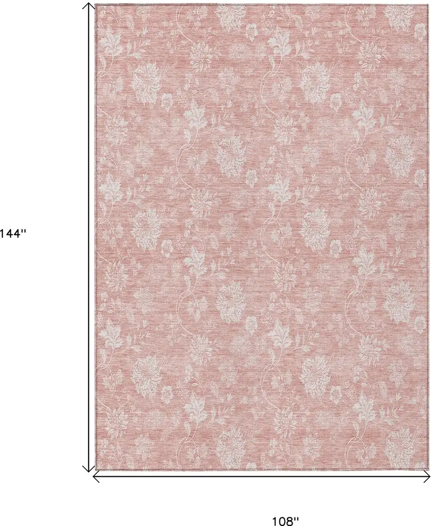 Pink Ivory And Blush Floral Washable Indoor Outdoor Area Rug Photo 3