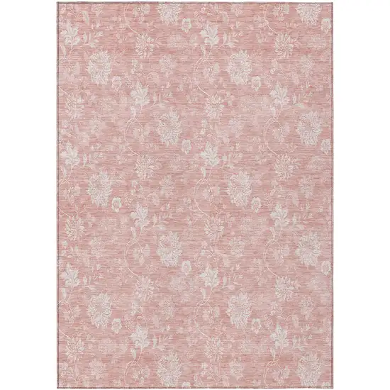 Pink Ivory And Blush Floral Washable Indoor Outdoor Area Rug Photo 2