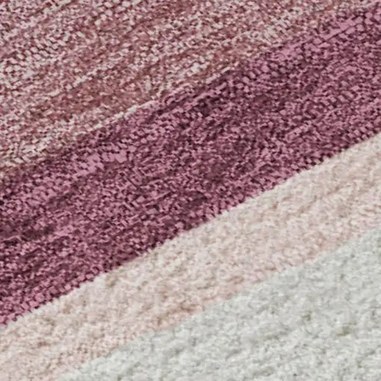 Pink Ivory And Blush Striped Washable Area Rug With UV Protection Photo 2