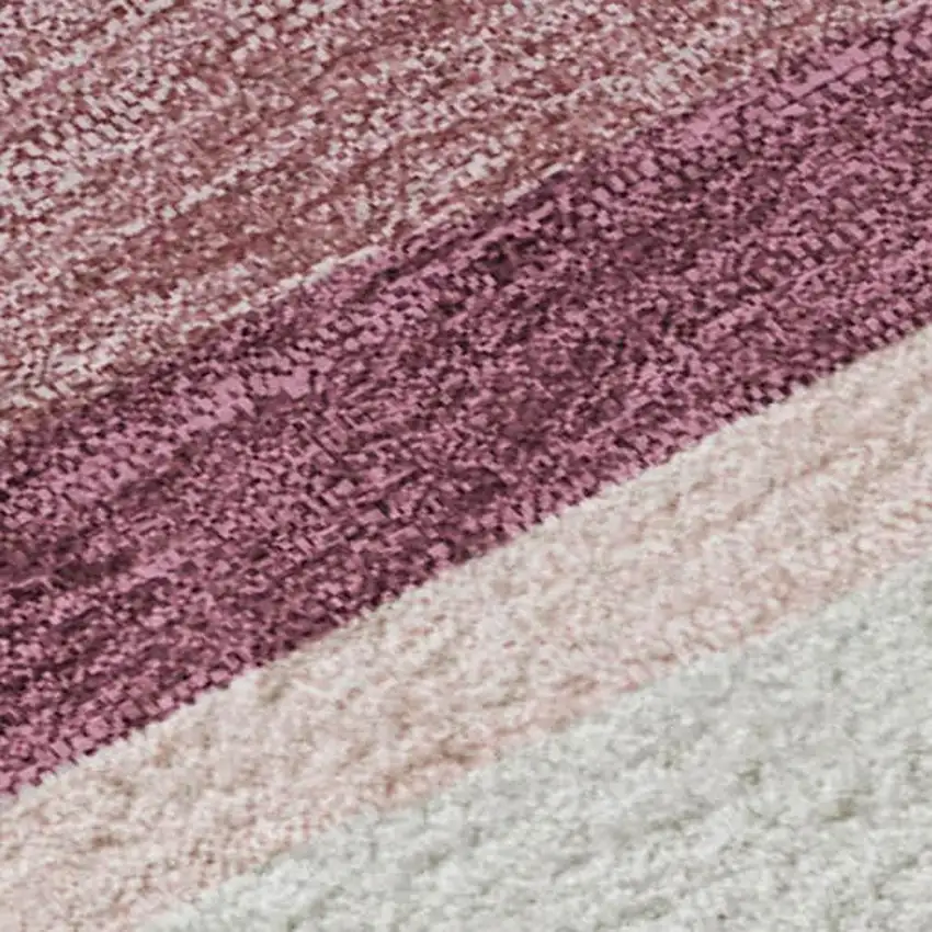 Pink Ivory And Blush Striped Washable Area Rug With UV Protection Photo 2