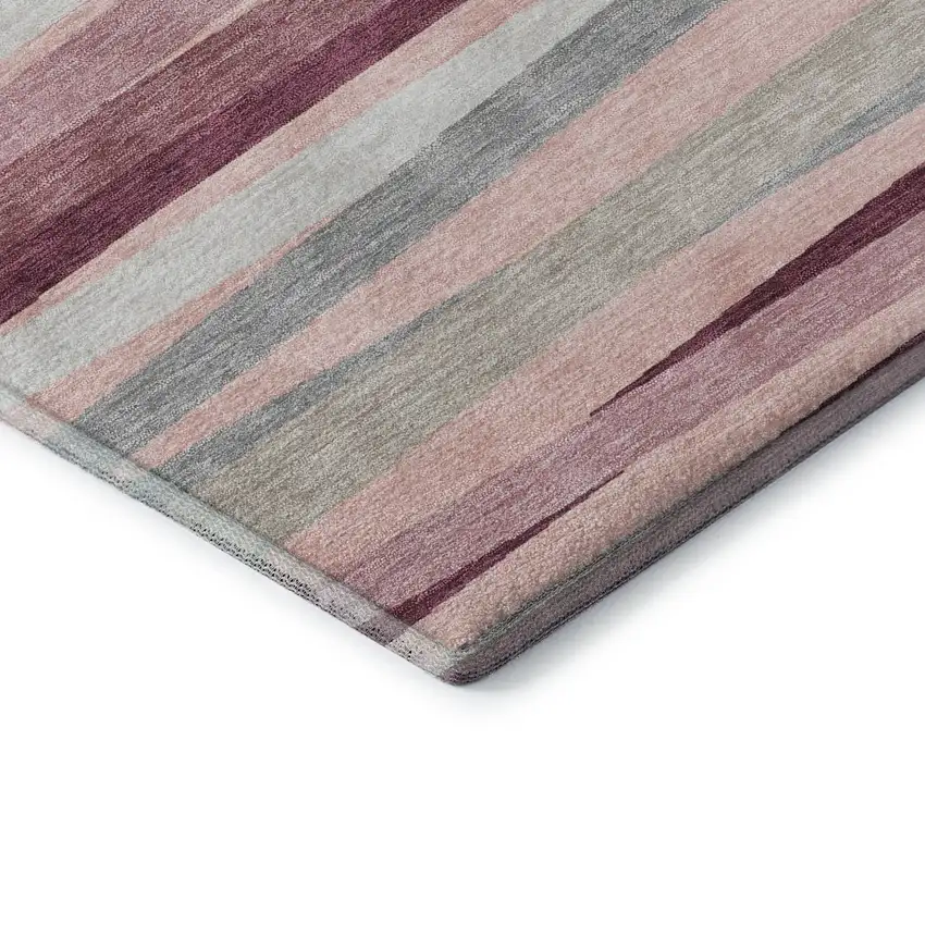 Pink Ivory And Blush Striped Washable Area Rug With UV Protection Photo 8