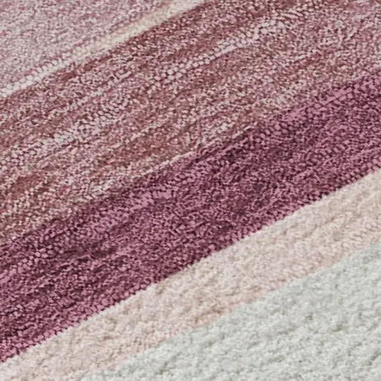 Pink Ivory And Blush Striped Washable Area Rug With UV Protection Photo 4