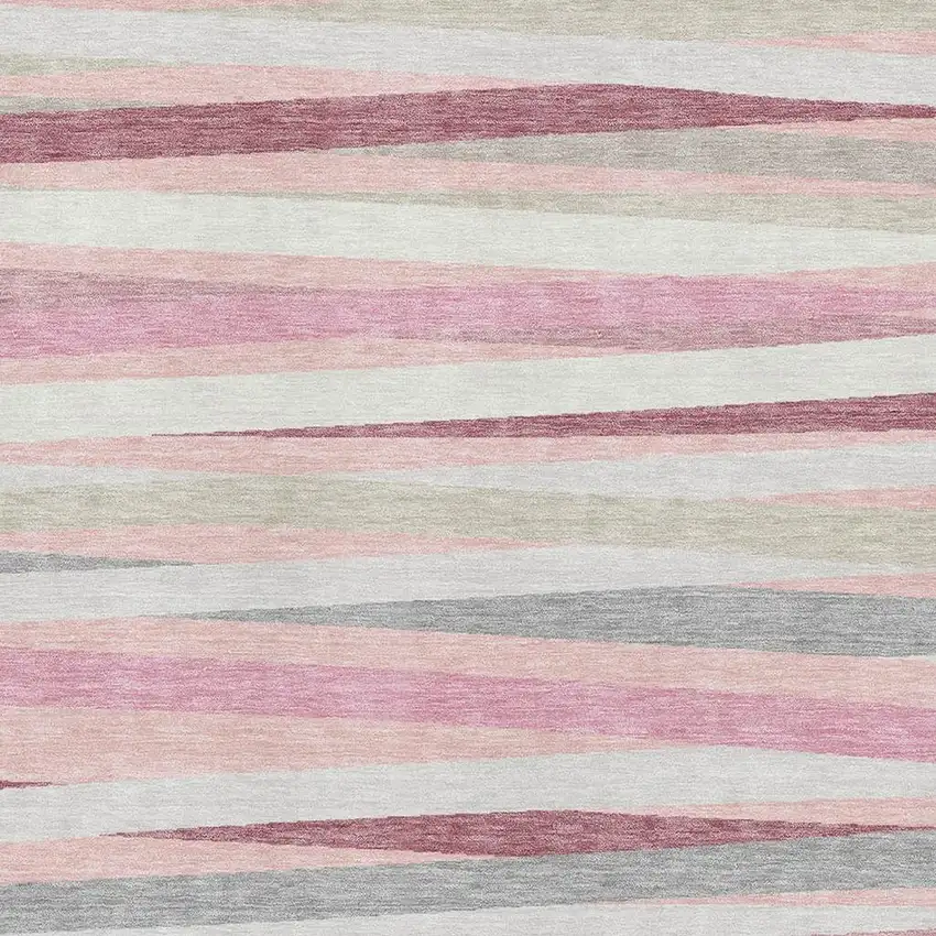 Pink Ivory And Blush Striped Washable Area Rug With UV Protection Photo 3