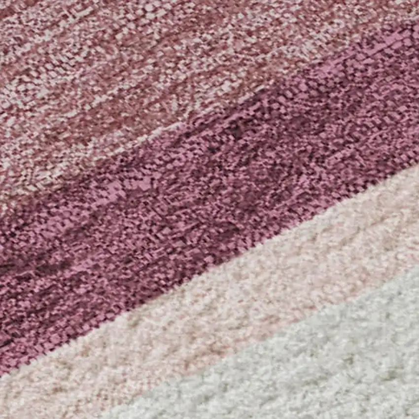 Pink Ivory And Blush Striped Washable Area Rug With UV Protection Photo 2