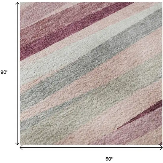 Pink Ivory And Blush Striped Washable Area Rug With UV Protection Photo 8