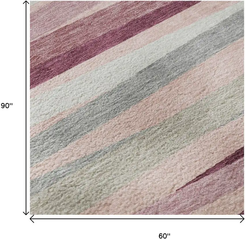 Pink Ivory And Blush Striped Washable Area Rug With UV Protection Photo 8