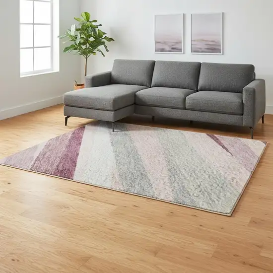 Pink Ivory And Blush Striped Washable Area Rug With UV Protection Photo 2