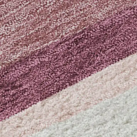 Pink Ivory And Blush Striped Washable Area Rug With UV Protection Photo 2
