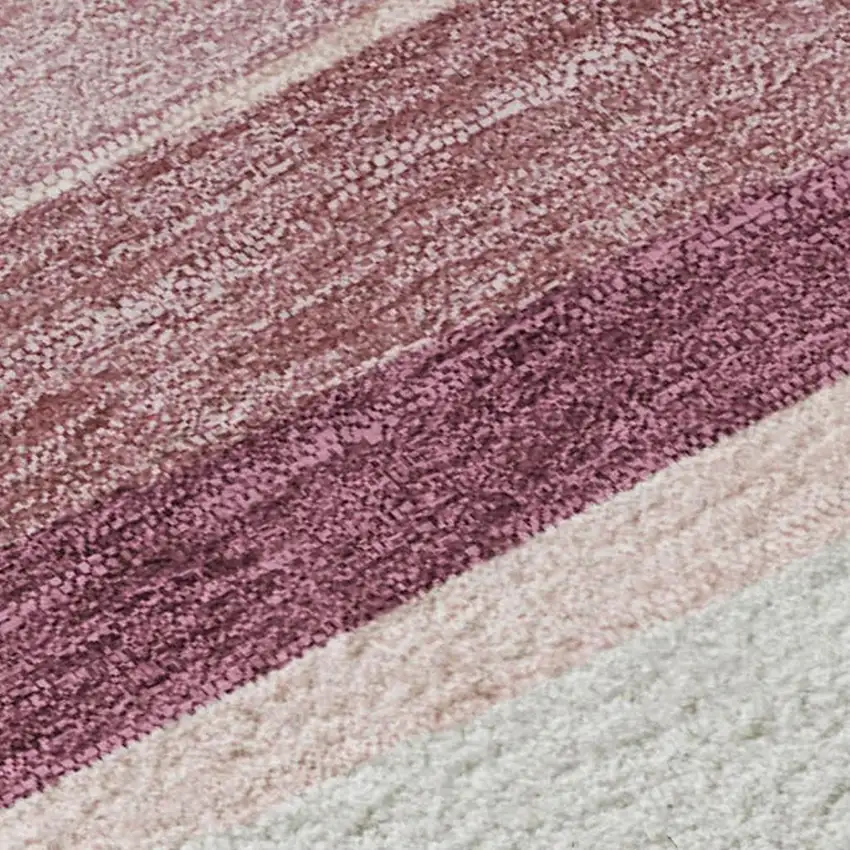 Pink Ivory And Blush Striped Washable Area Rug With UV Protection Photo 3