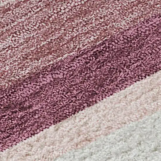 Pink Ivory And Blush Striped Washable Area Rug With UV Protection Photo 2