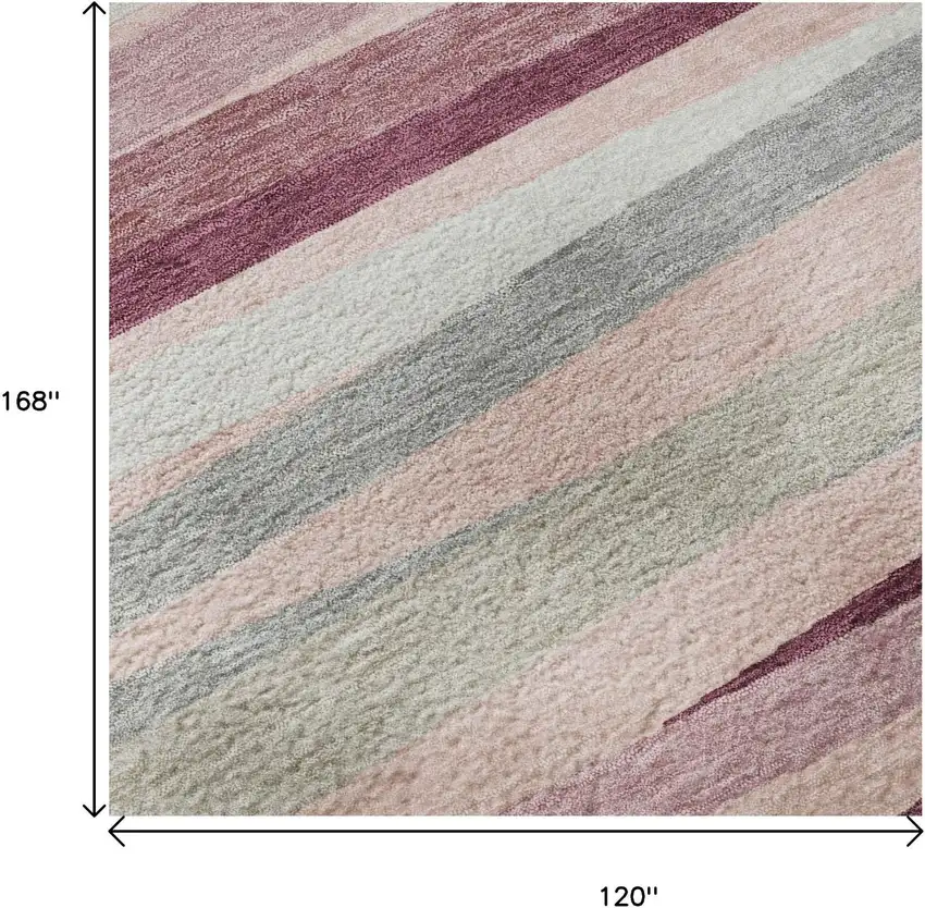 Pink Ivory And Blush Striped Washable Area Rug With UV Protection Photo 9