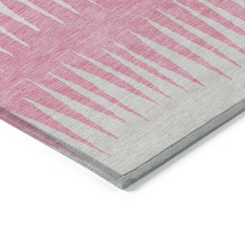 Pink Ivory And Brown Striped Washable Indoor Outdoor Area Rug Photo 5