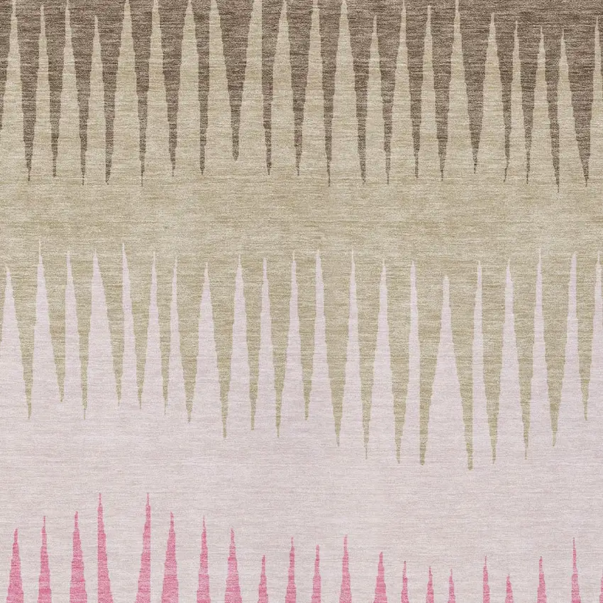 Pink Ivory And Brown Striped Washable Indoor Outdoor Area Rug Photo 7