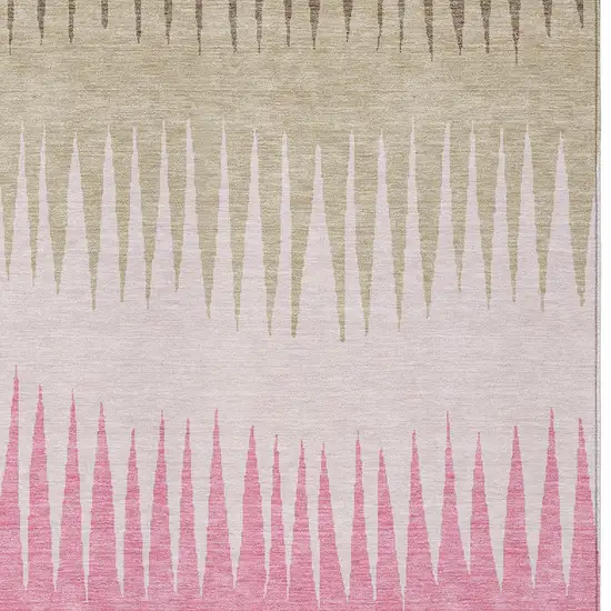 Pink Ivory And Brown Striped Washable Indoor Outdoor Area Rug Photo 7