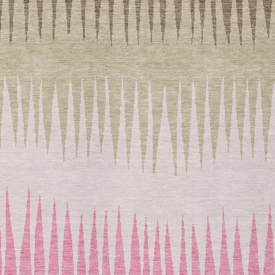 Pink Ivory And Brown Striped Washable Indoor Outdoor Area Rug Photo 7
