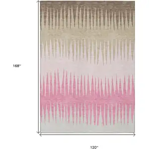 Photo of Pink Ivory And Brown Striped Washable Indoor Outdoor Area Rug