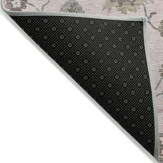 Pink Ivory And Chocolate Floral Washable Indoor Outdoor Area Rug Photo 2
