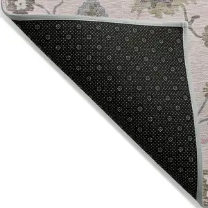 Photo of Pink Ivory And Chocolate Floral Washable Indoor Outdoor Area Rug