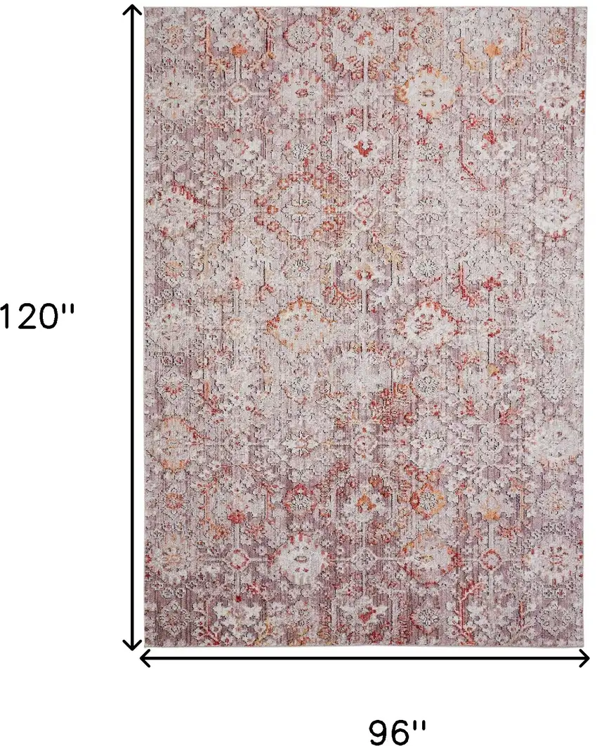 Pink Ivory And Gray Abstract Stain Resistant Area Rug Photo 10