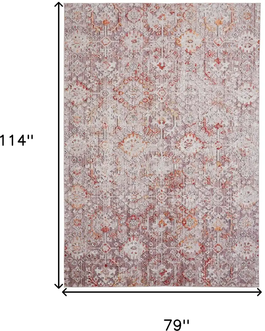 Pink Ivory And Gray Abstract Stain Resistant Area Rug Photo 10