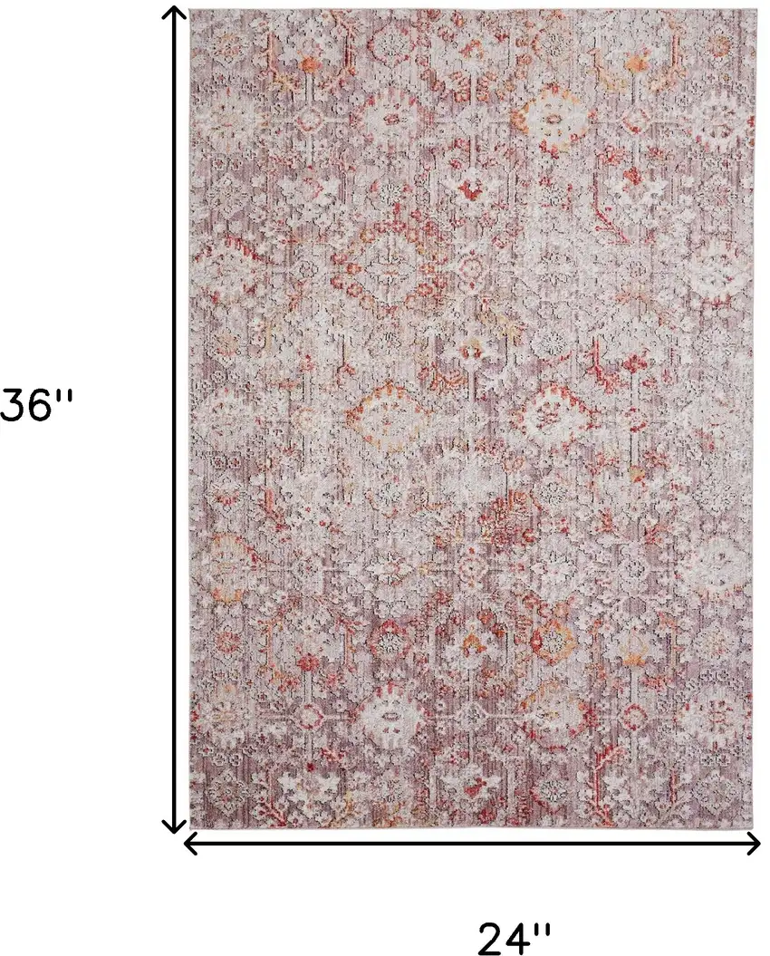 Pink Ivory And Gray Abstract Stain Resistant Area Rug Photo 10
