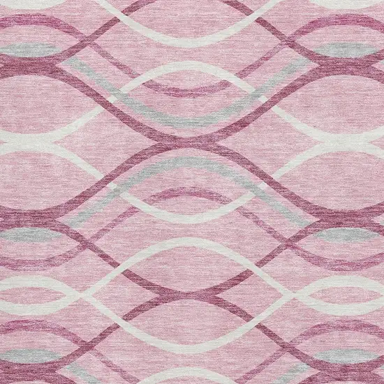 Pink Ivory And Gray Abstract Washable Area Rug With UV Protection Photo 3
