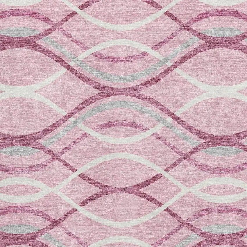 Pink Ivory And Gray Abstract Washable Area Rug With UV Protection Photo 3