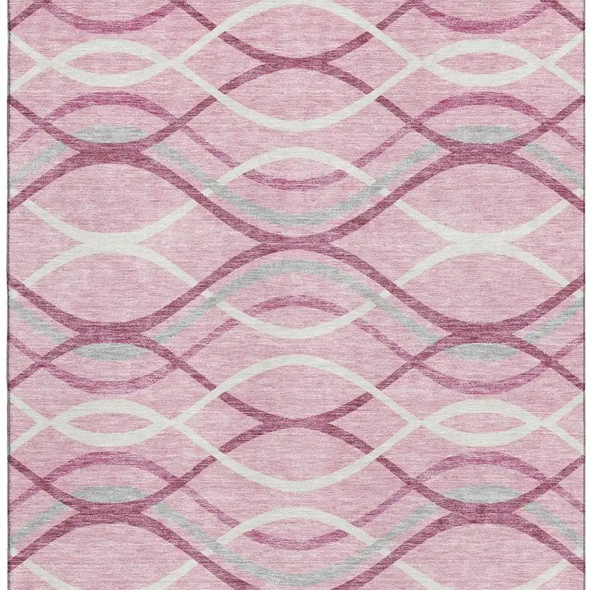 Pink Ivory And Gray Abstract Washable Area Rug With UV Protection Photo 4