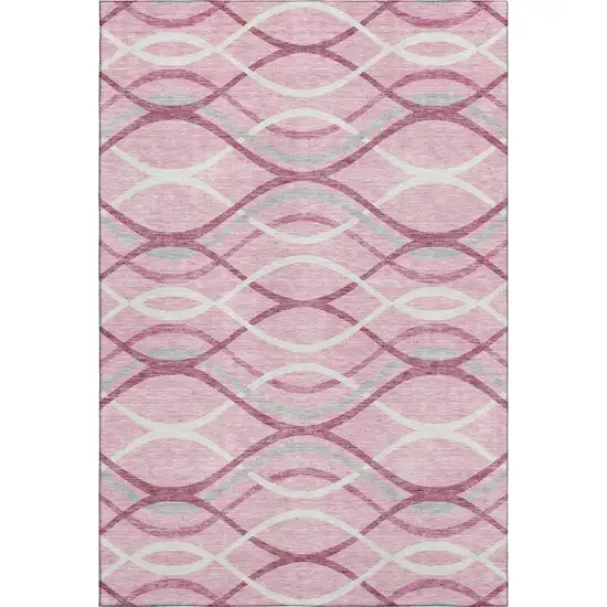 Pink Ivory And Gray Abstract Washable Area Rug With UV Protection Photo 1