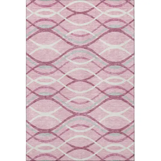 Pink Ivory And Gray Abstract Washable Area Rug With UV Protection Photo 4