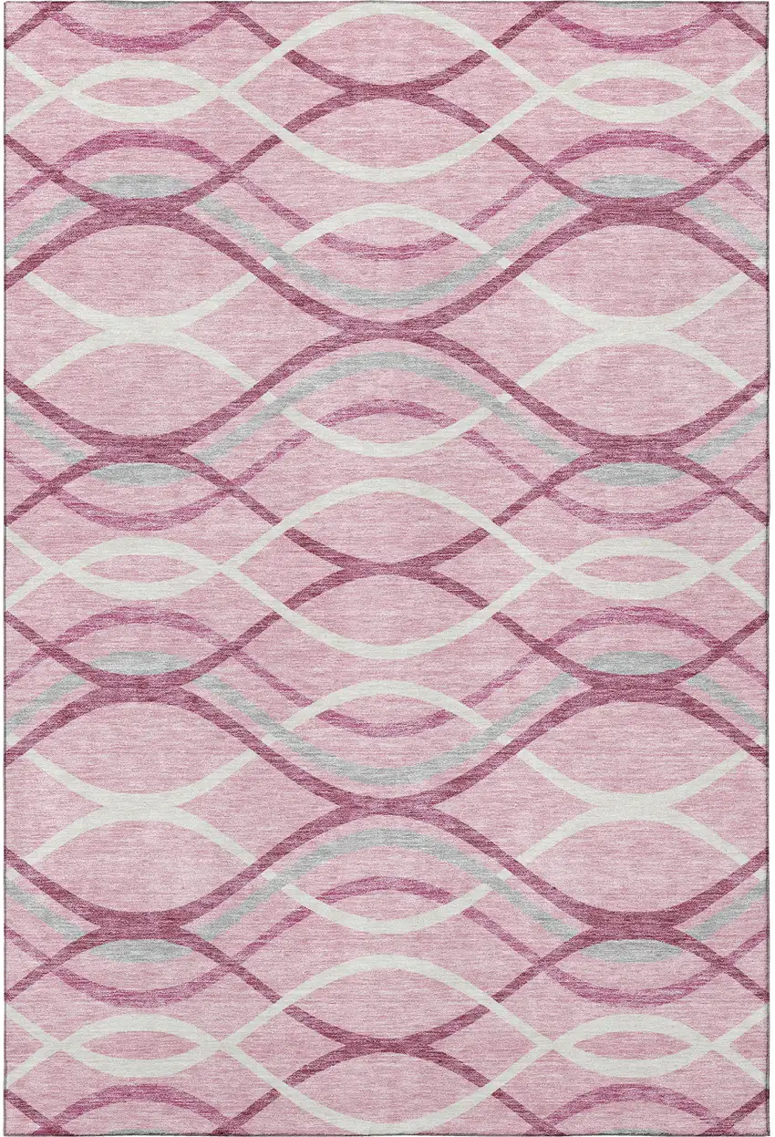 Pink Ivory And Gray Abstract Washable Area Rug With UV Protection Photo 4