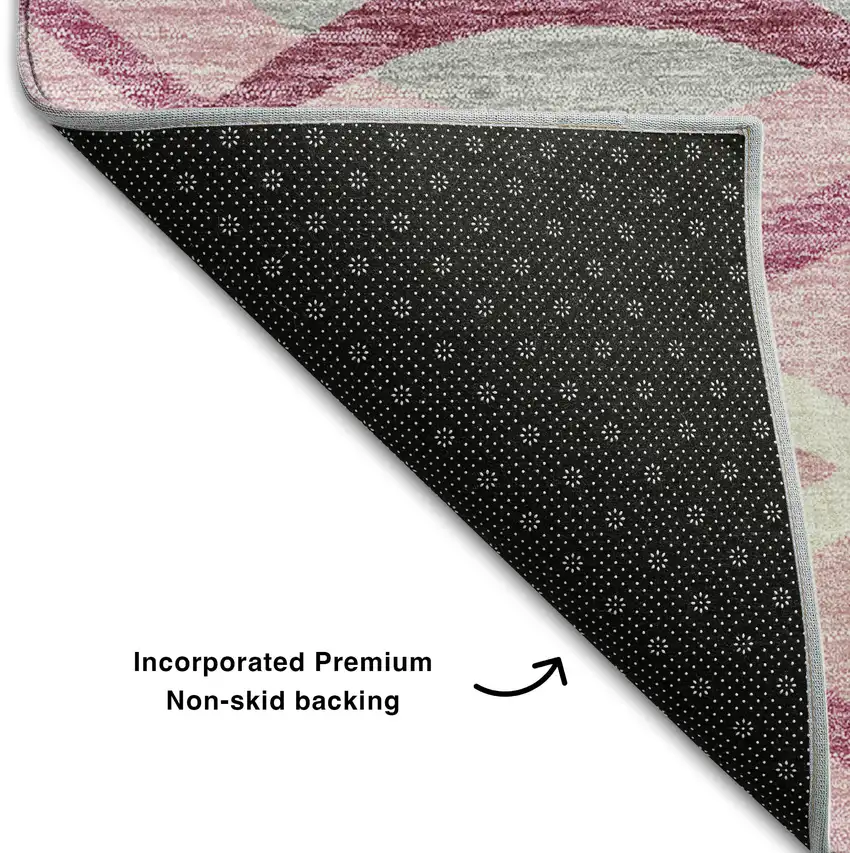 Pink Ivory And Gray Abstract Washable Area Rug With UV Protection Photo 7