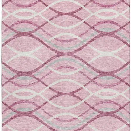 Pink Ivory And Gray Abstract Washable Area Rug With UV Protection Photo 3