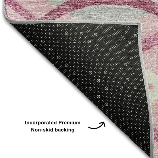 Pink Ivory And Gray Abstract Washable Area Rug With UV Protection Photo 7