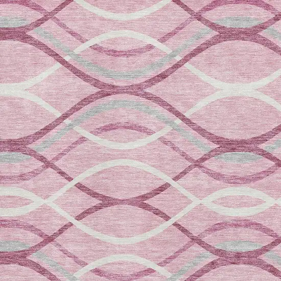 Pink Ivory And Gray Abstract Washable Area Rug With UV Protection Photo 3