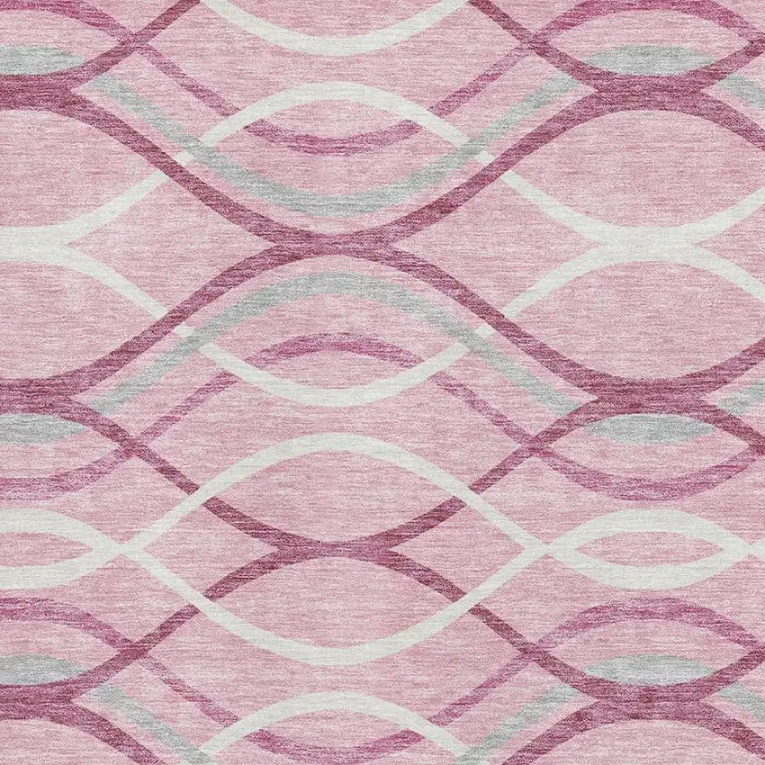 Pink Ivory And Gray Abstract Washable Area Rug With UV Protection Photo 3