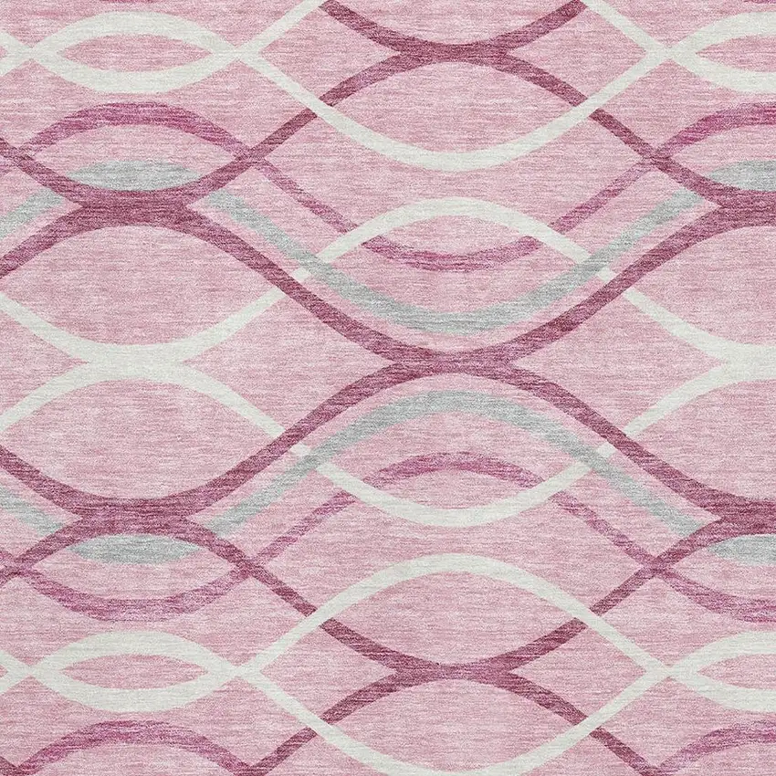 Pink Ivory And Gray Abstract Washable Area Rug With UV Protection Photo 3