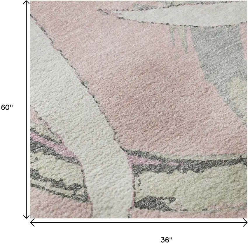 Pink Ivory And Gray Abstract Washable Area Rug With UV Protection Photo 8
