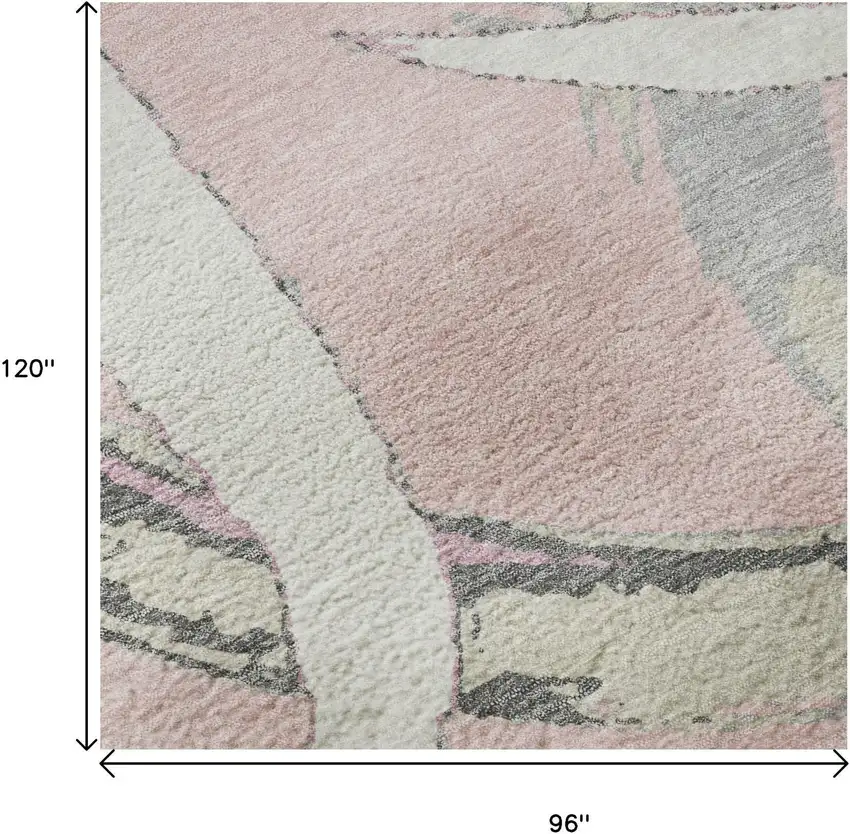 Pink Ivory And Gray Abstract Washable Area Rug With UV Protection Photo 9