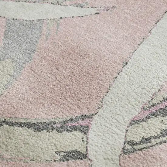 Pink Ivory And Gray Abstract Washable Area Rug With UV Protection Photo 2