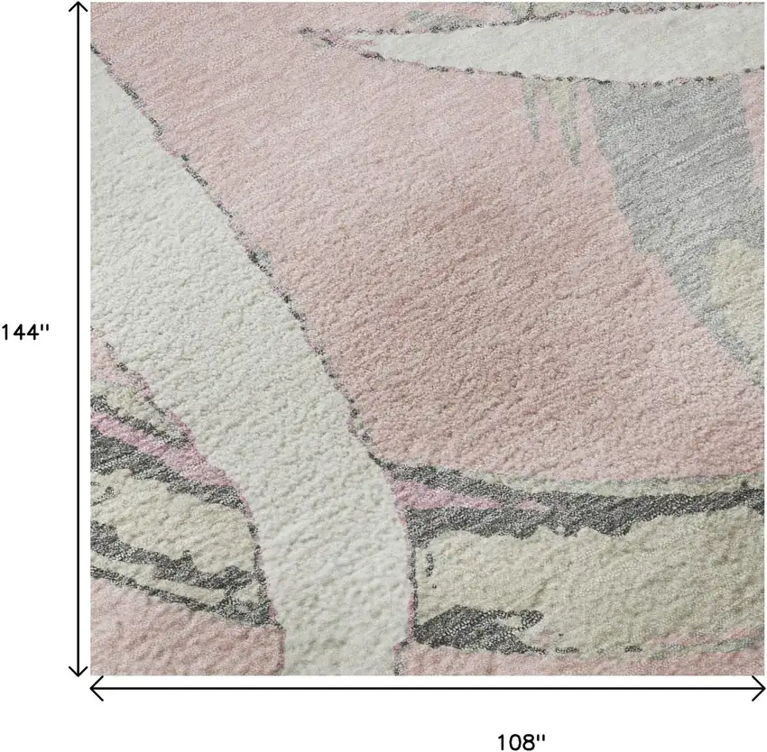 Pink Ivory And Gray Abstract Washable Area Rug With UV Protection Photo 9
