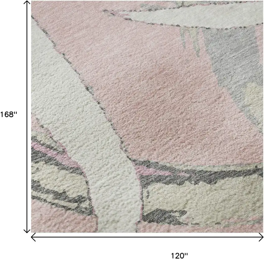 Pink Ivory And Gray Abstract Washable Area Rug With UV Protection Photo 8