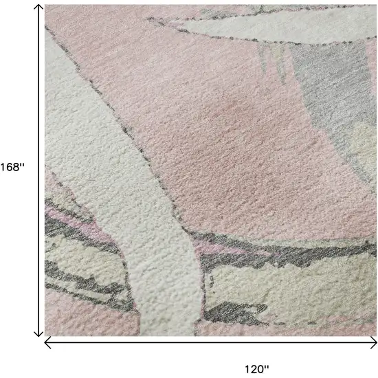 Pink Ivory And Gray Abstract Washable Area Rug With UV Protection Photo 8