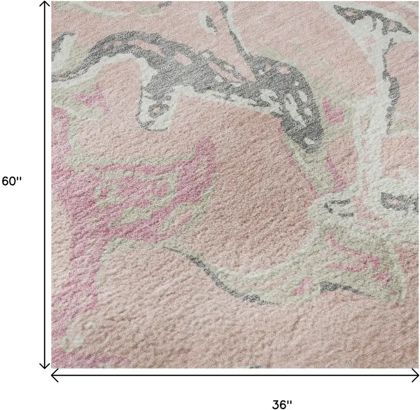 Pink Ivory And Gray Abstract Washable Area Rug With UV Protection Photo 9