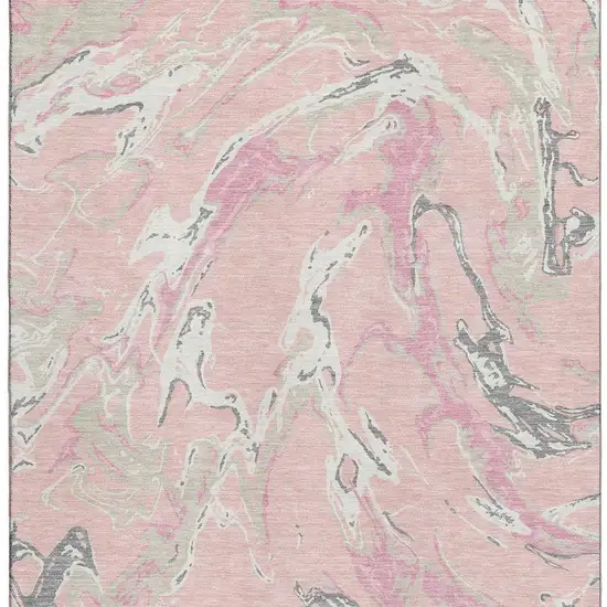 Pink Ivory And Gray Abstract Washable Area Rug With UV Protection Photo 4