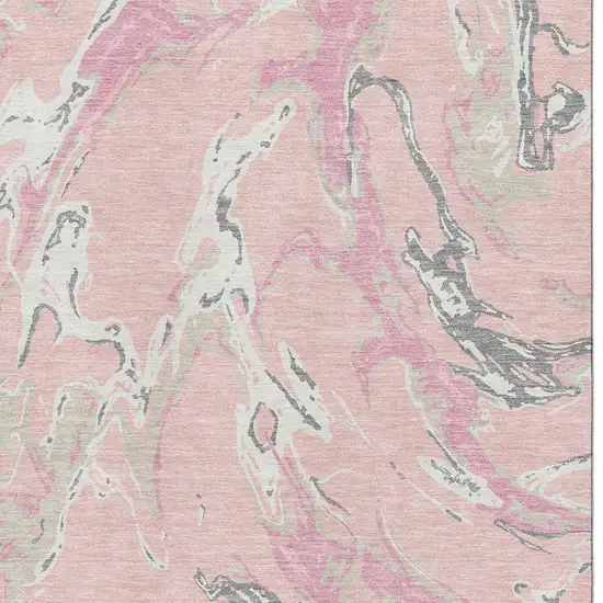 Pink Ivory And Gray Abstract Washable Area Rug With UV Protection Photo 3