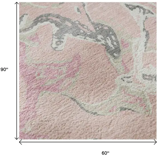 Pink Ivory And Gray Abstract Washable Area Rug With UV Protection Photo 9