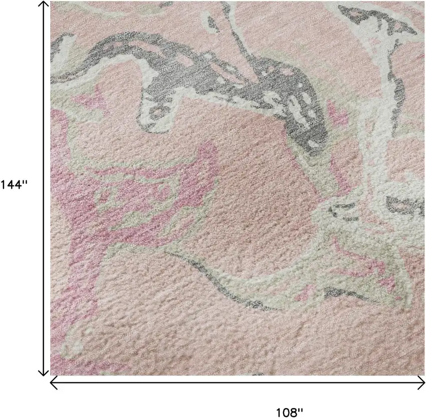 Pink Ivory And Gray Abstract Washable Area Rug With UV Protection Photo 8