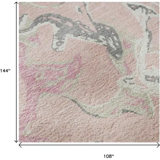 Pink Ivory And Gray Abstract Washable Area Rug With UV Protection Photo 8