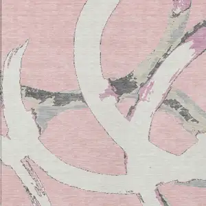 Photo of Pink Ivory And Gray Abstract Washable Indoor Outdoor Area Rug